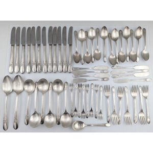Vintage Wm Rogers Silver Plate Flatware 1940's Beloved 57 pieces mixed lot